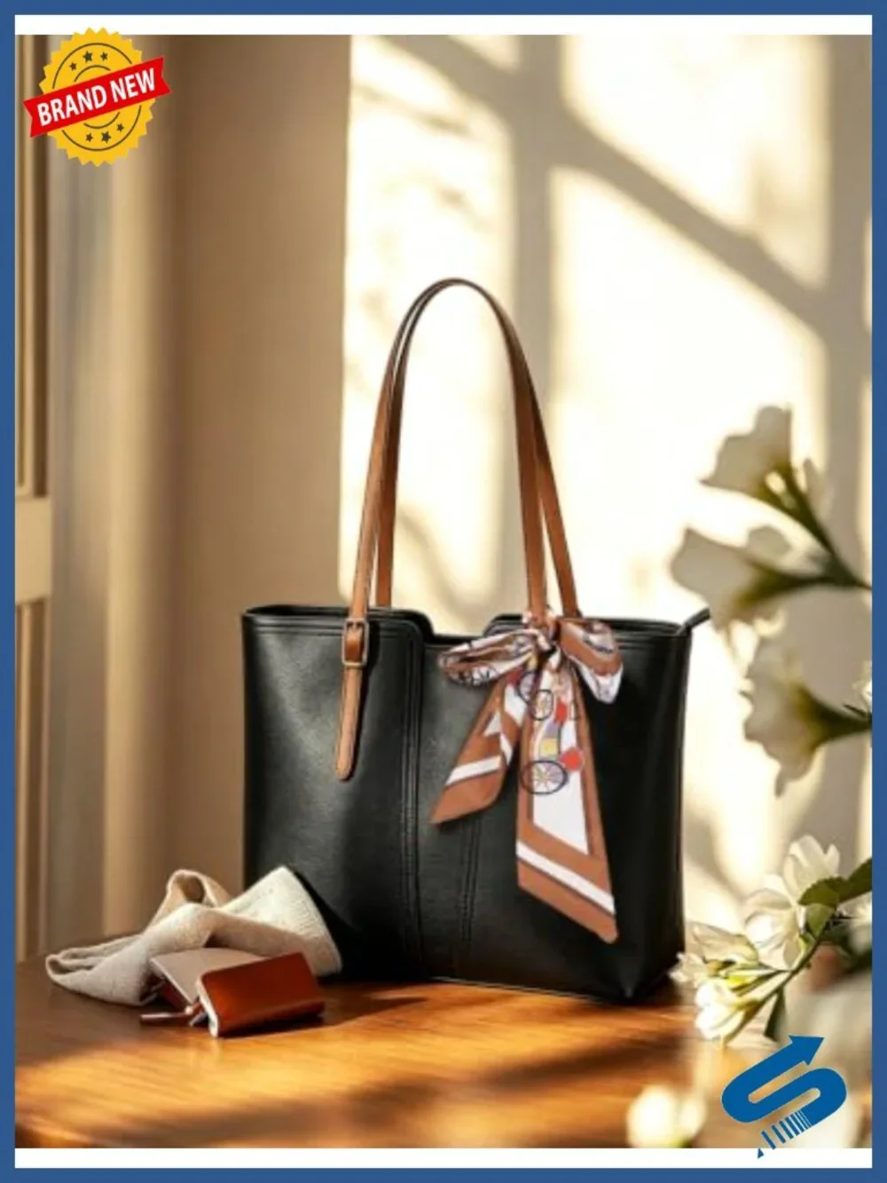 Vegan Leather Tote Bag for Women Satchel Handbag Work Commuting Shoulder Bag